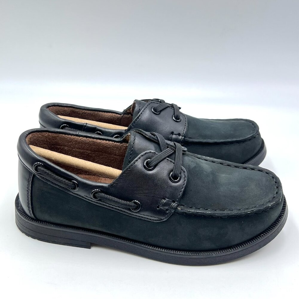 Florsheim Boys‎ Size 1.5 Black Nubuck Leather Penny Loafers Dress Boat Shoes